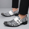 Amazon's best-selling cross-border zebra pattern iron toe double buckle leather shoes men's business