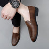 Men's Leather Driving Shoes, Pointed Toe, Slip-On