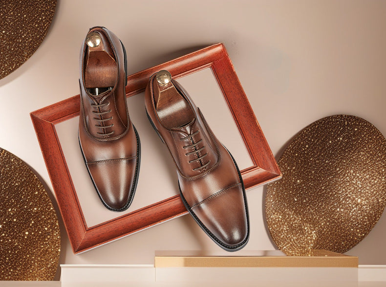 Cross-border 2026 spring/autumn three-panel leather dress shoes for men - anti-slip, business formal 25
