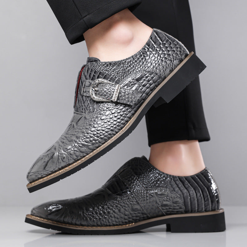 best-selling cross-border crocodile pattern buckle business leather shoes men's large size 3