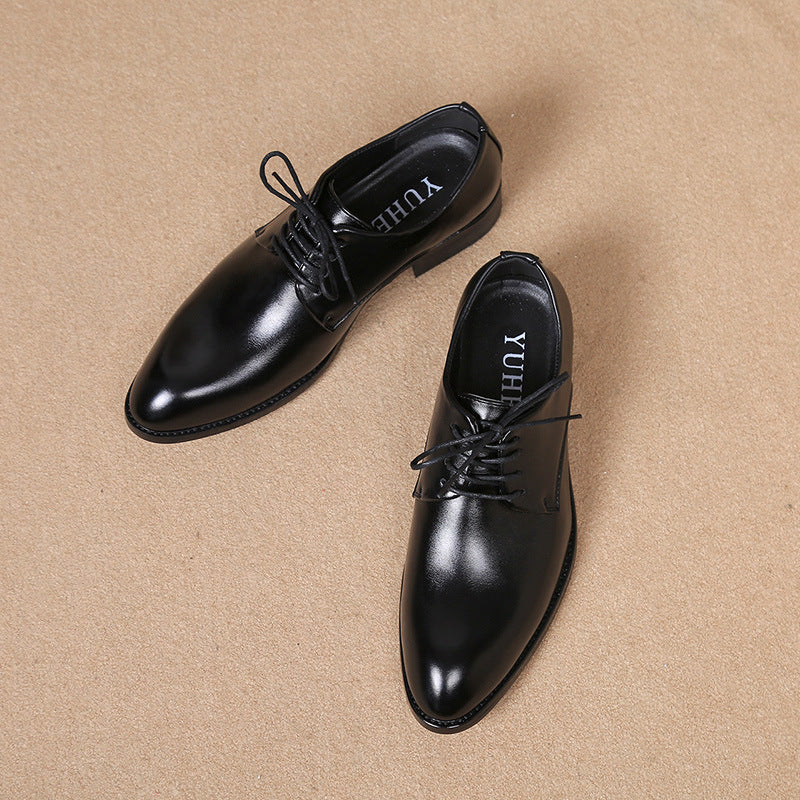 Men's Pointed Leather Dress Shoes - Casual Lace-Up
