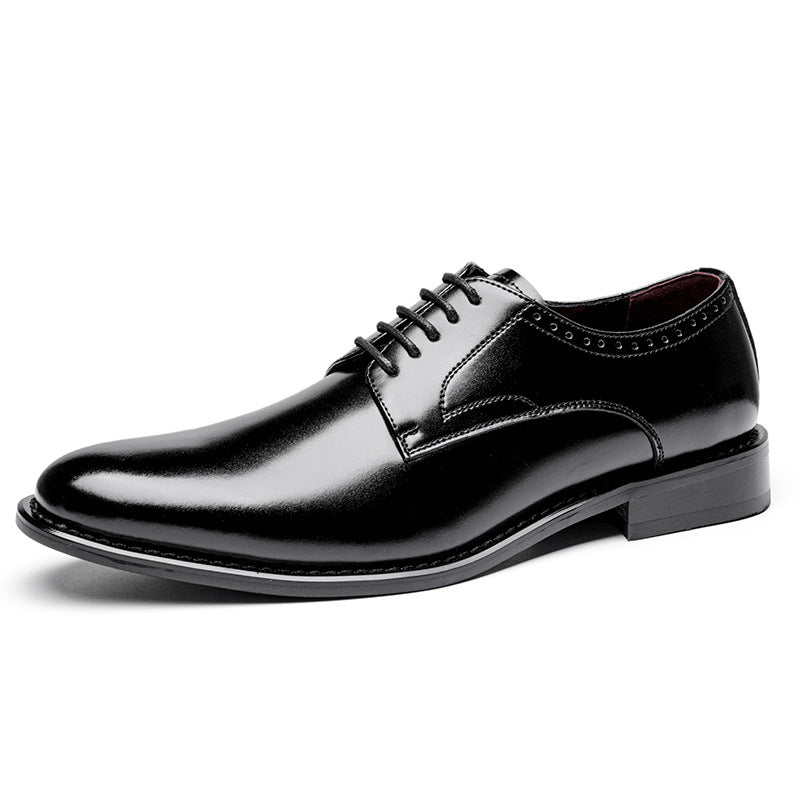 Men's leather dress shoes - genuine leather, british style, smooth upper, formal business derby shoe 5