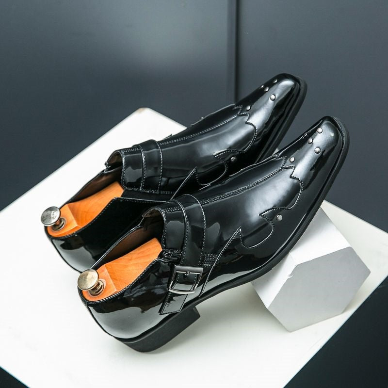 Pointed-toe european and american style men's leather dress shoes - trendy, business casual, rhinest 6