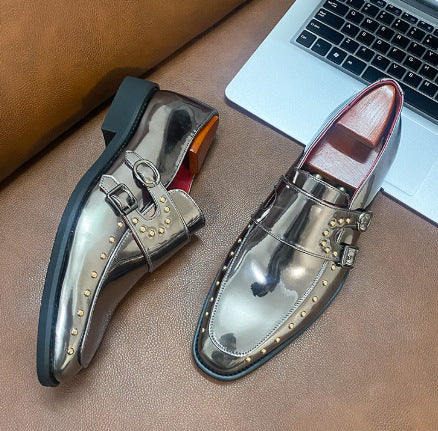 2026 spring men's plus size pointed toe patent leather dress shoes - british casual style hair styli 5