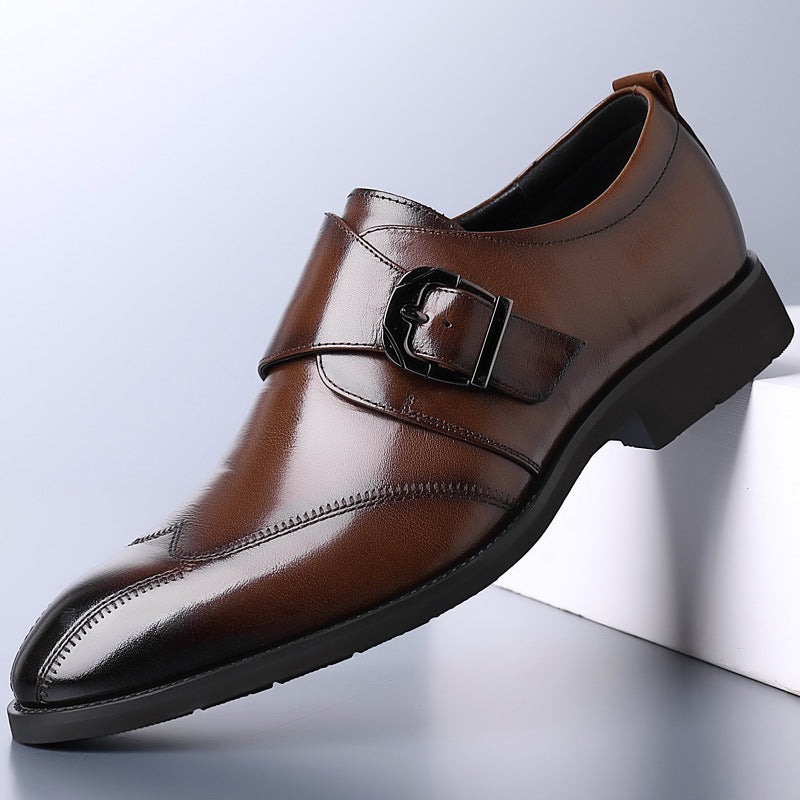 Men's Casual Leather Shoes - Color-Changing Buckle Design