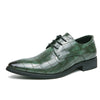 Men's Green Leather Dress Shoes, Pointed Toe, Business