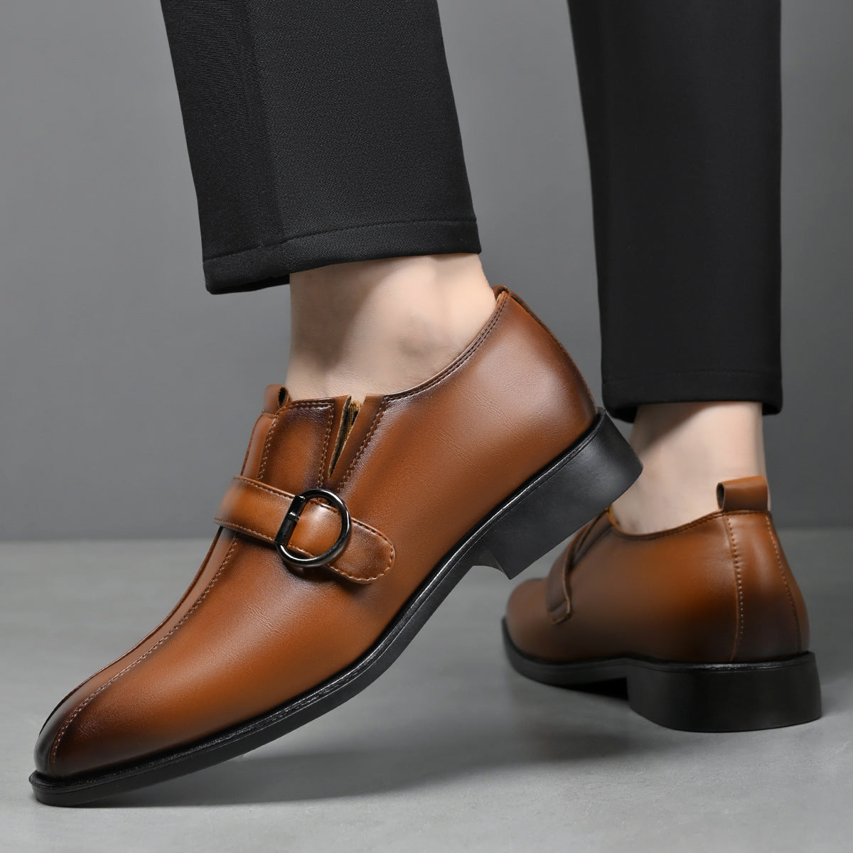 Cross-border e-commerce 2026 autumn new men's business british style pointed toe leather shoes, slip 2