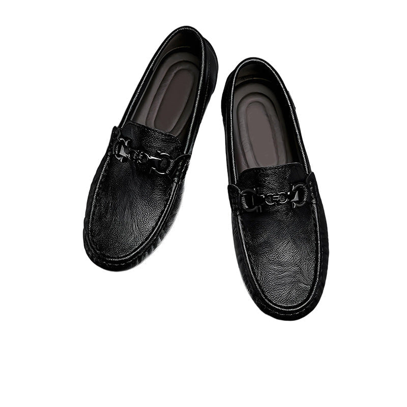 Men's Black Cowhide Business Casual Loafers