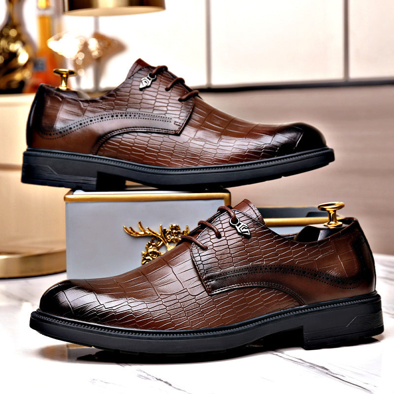 Men's Leather Oxford Formal Shoes, Lace-Up, Lace-Up