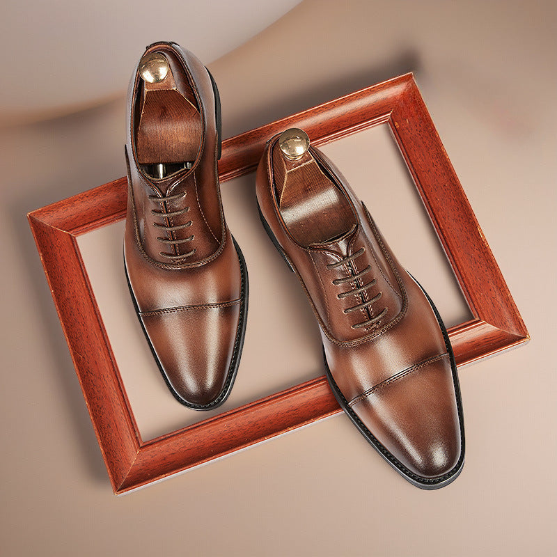 Cross-border 2026 spring/autumn three-panel leather dress shoes for men - anti-slip, business formal 2