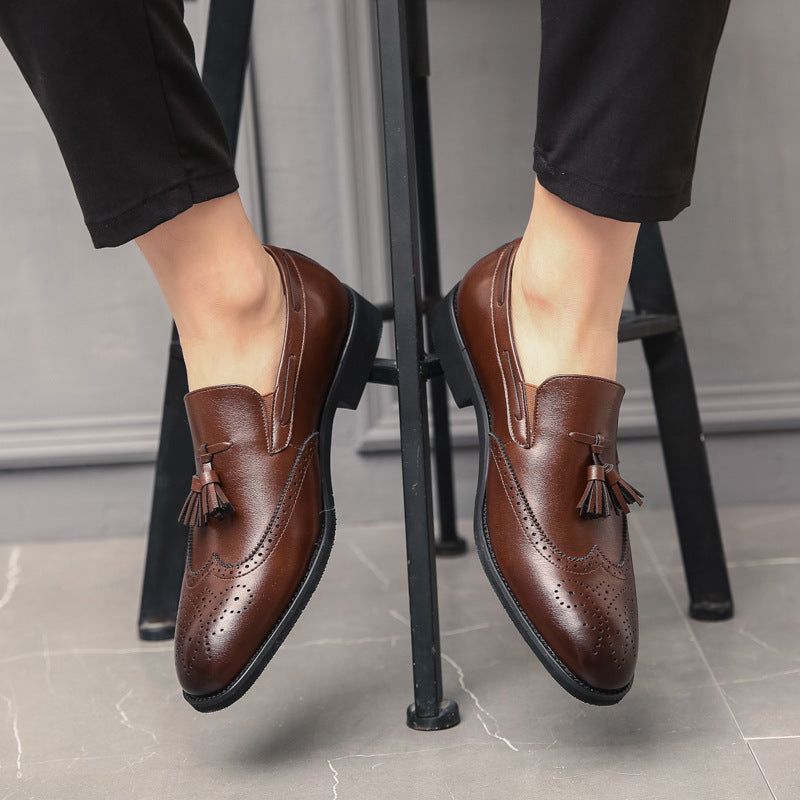 Cross-border men's brogue leather shoes - plus size fashion tassel leather shoes - business casual 2