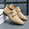 2026exportpure color business monk shoes men's british fashion pointed toe office leather shoes form