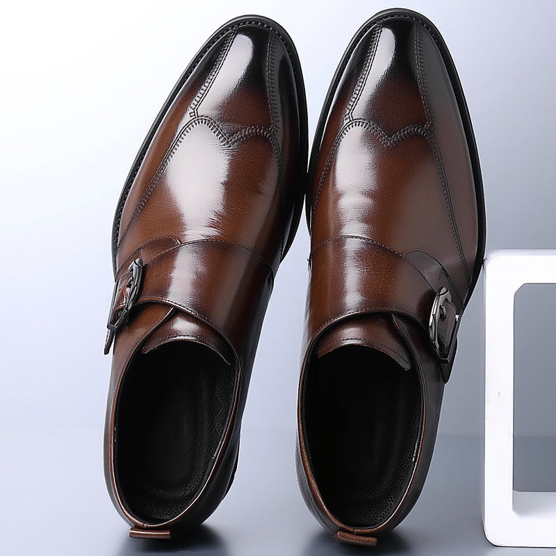 Men's Casual Leather Shoes - Color-Changing Buckle Design