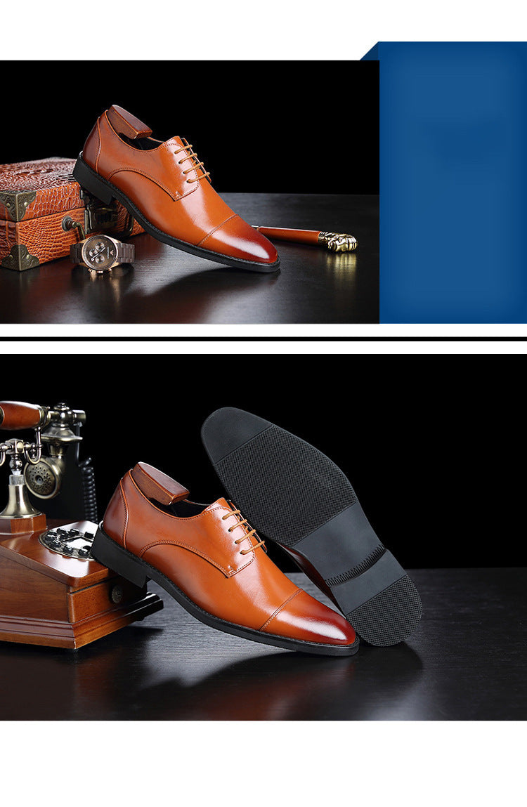 Spring new pointed-toe lace-up business dress leather shoes for men, british style brogue cross-bord 12