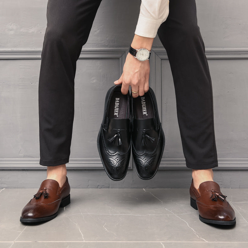 Cross-border men's brogue leather shoes - plus size fashion tassel leather shoes - business casual 4