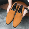Men's Red Leather Loafers, Pointed Toe, British Style