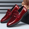Men's Red Leather Formal Shoes, Slip-On, Wedding