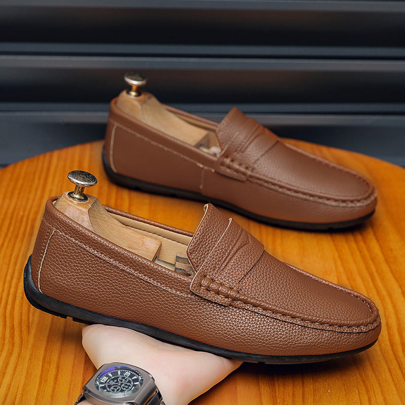 Men's Casual Leather Loafers - Soft Sole, Fashionable Design