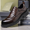 Men's Brown Leather Formal Shoes, British Style, Thick Sole