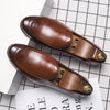 Men's Brown Leather Loafers, Pointed Toe, British Style
