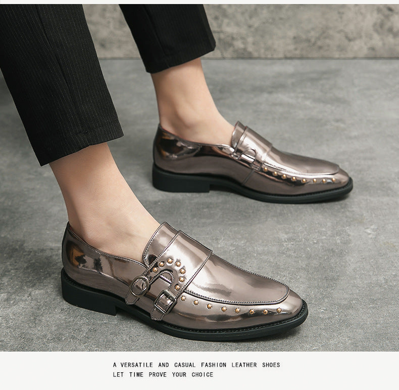 2026 spring men's plus size pointed toe patent leather dress shoes - british casual style hair styli 14