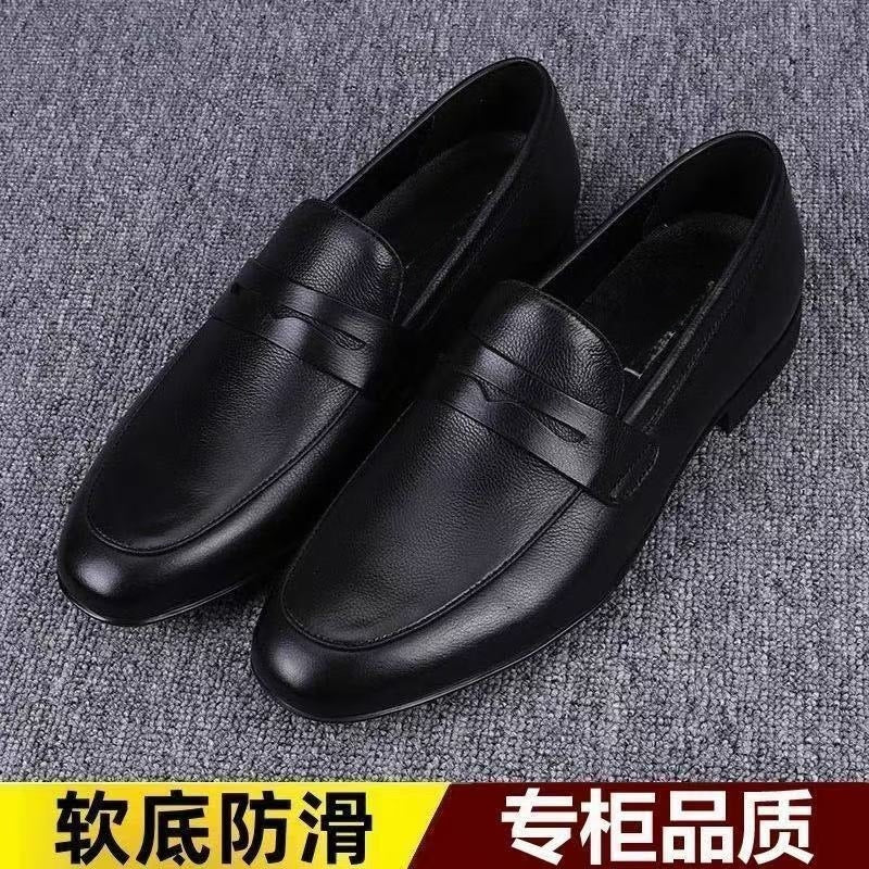 Spring and Autumn New Soft Casual Dress Leather Shoes Breathable Business Men's British One-Pedal Doudou Shoes Soft Sole Soft Surface