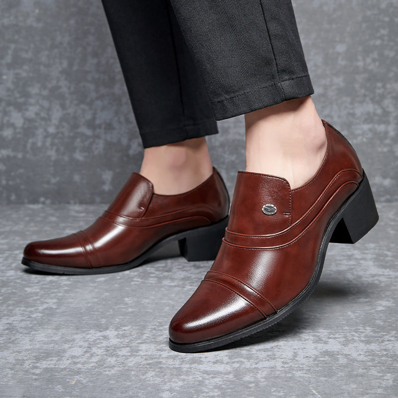 Cross-border men's high-heeled leather shoes men's business formal wear heightening cuban shoes fore 2