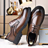 Men's Brown Leather Formal Shoes, British Style, Thick Sole