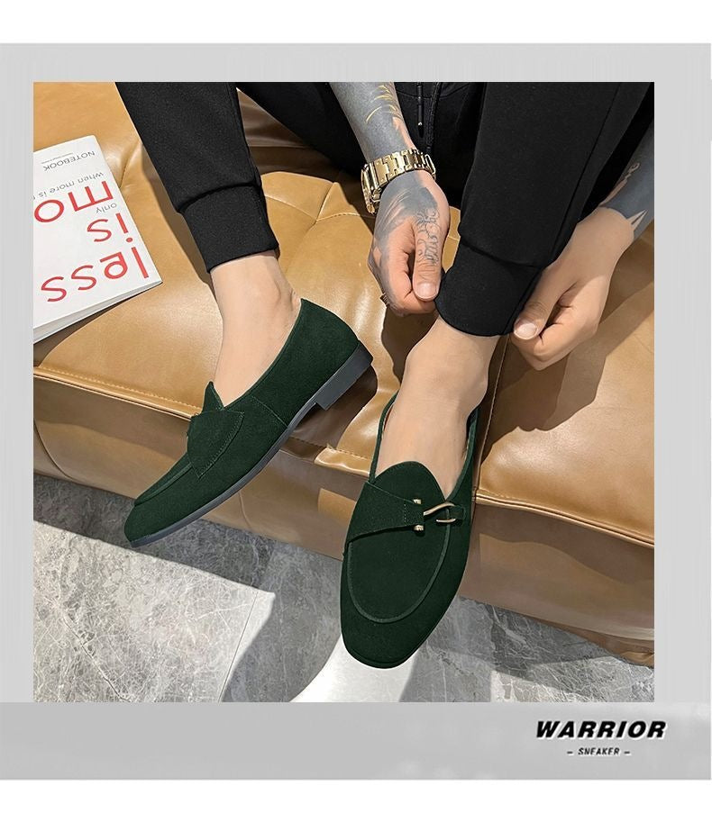 Lazy casual leather shoes slip-on soft bottom bean shoes menk-styletrendy frosted suede small leather 9