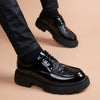 Men's Black Leather Formal Shoes, Business, Breathable, Style 0167