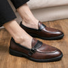 Exportplus size buckle men business casual leather shoes fashion formal wear slip-on men's shoes bla