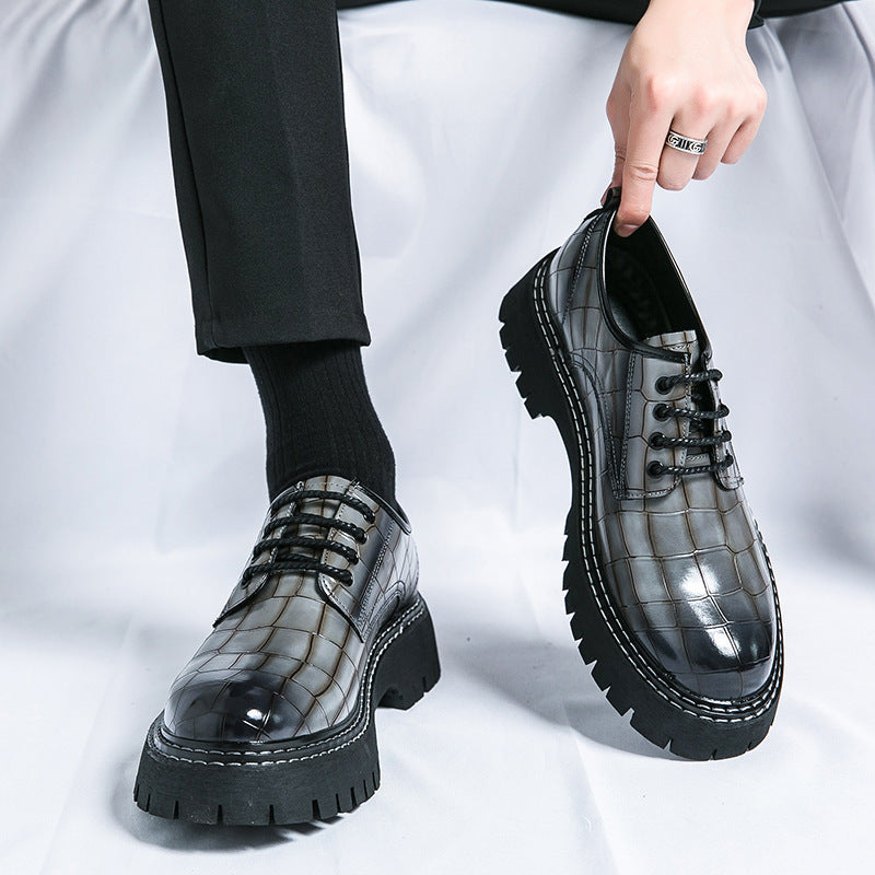 2026 spring/autumn cross-border plus size men's low-cut leather shoes, new men's thick-soled height- 4