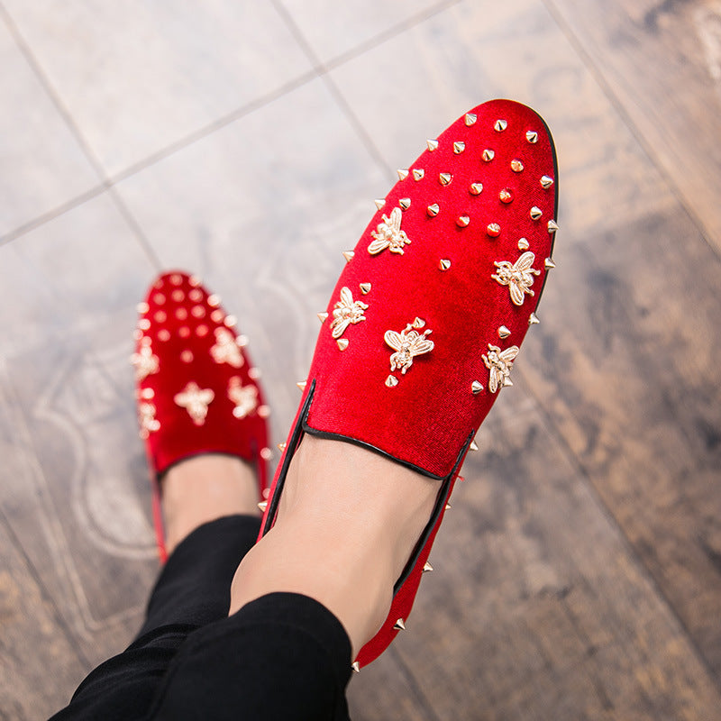 Cross-border hairstylist men's shoes fashion british studded shoes exportplus size slip-on driving 14