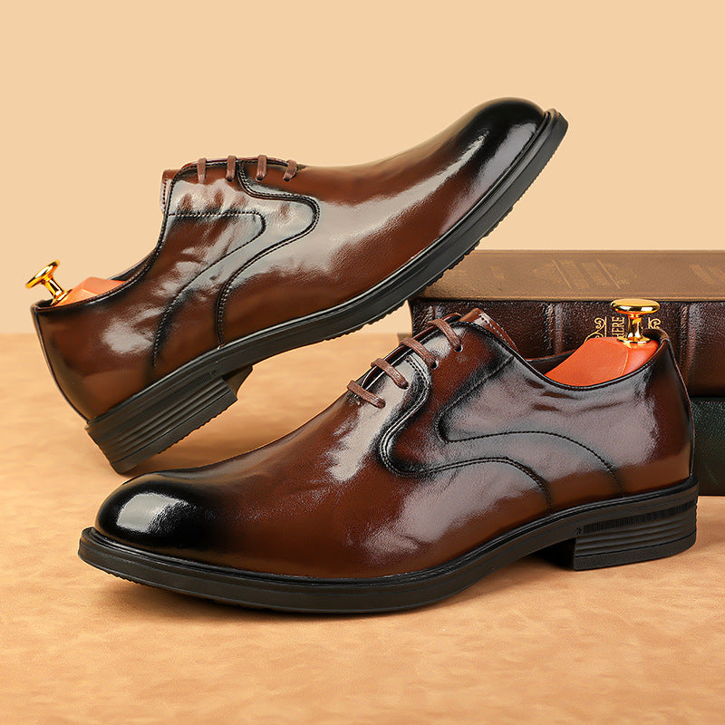 new men's pointed-toe british style dress leather shoes, men's leather shoes, men's lace-up 2
