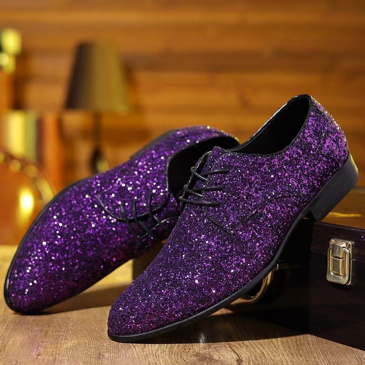 british style pointed leather shoes business casual shoes cross-border plus size 12