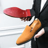 Men's Red Leather Loafers, Pointed Toe, British Style