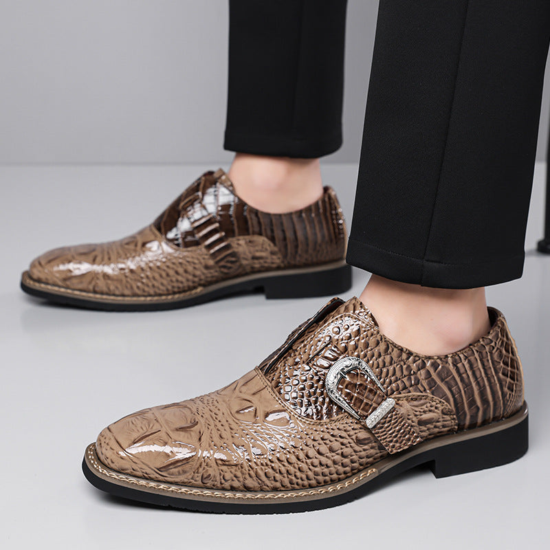best-selling cross-border crocodile pattern buckle business leather shoes men's large size 10