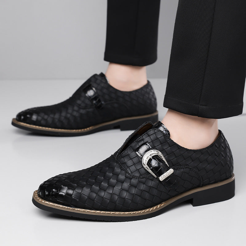 Amazon's best-selling cross-border plus sizemen leather shoes pointed toe business casual slip-on 4