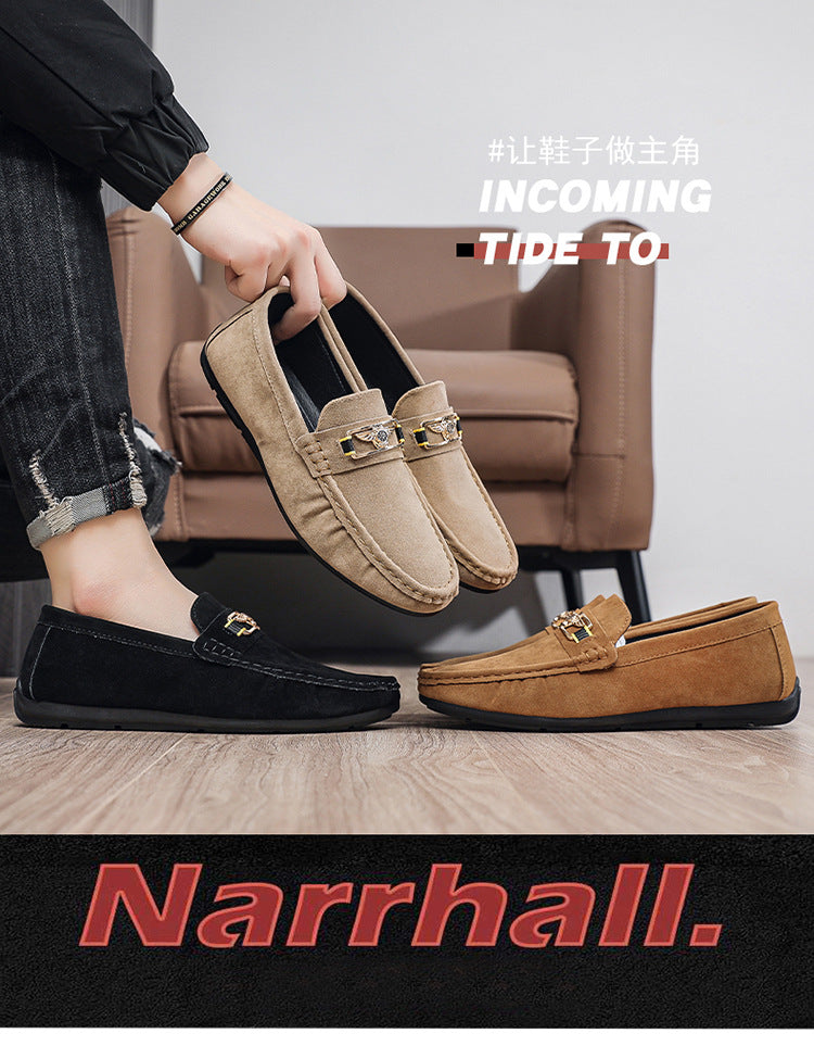 Men's loafers: nubuck leather slip-on casual shoes - european style, breathable, and versatile 8