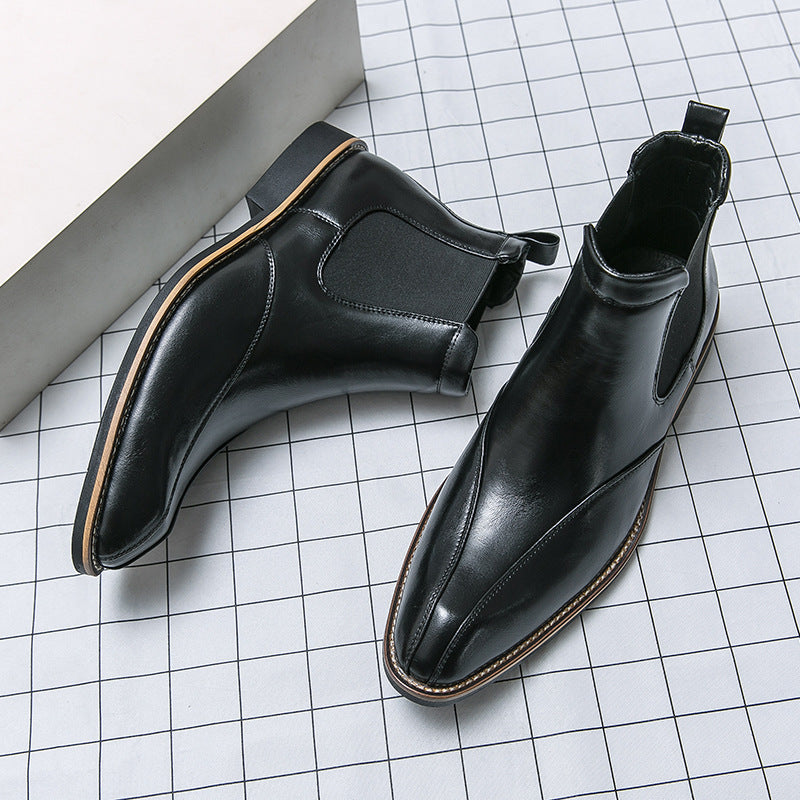 Men's High-Top Chelsea Boots - Leather