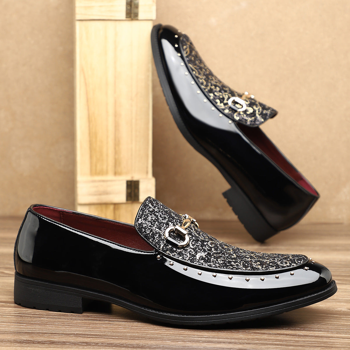2026 new trendy fashion men's shoes - british style pointed toe slip-on casual leather shoes 9