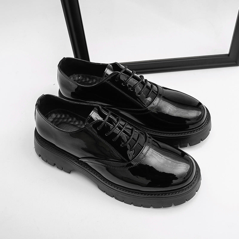 Summer leather shoes for men, chunky sole, british style, business formal, casual slip-ons, trendy 4