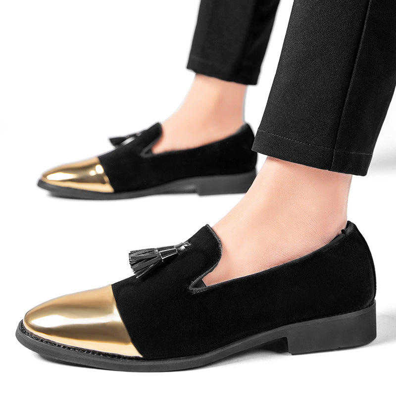Men's Black Leather Formal Shoes, Pointed Toe, Business, Style 0487