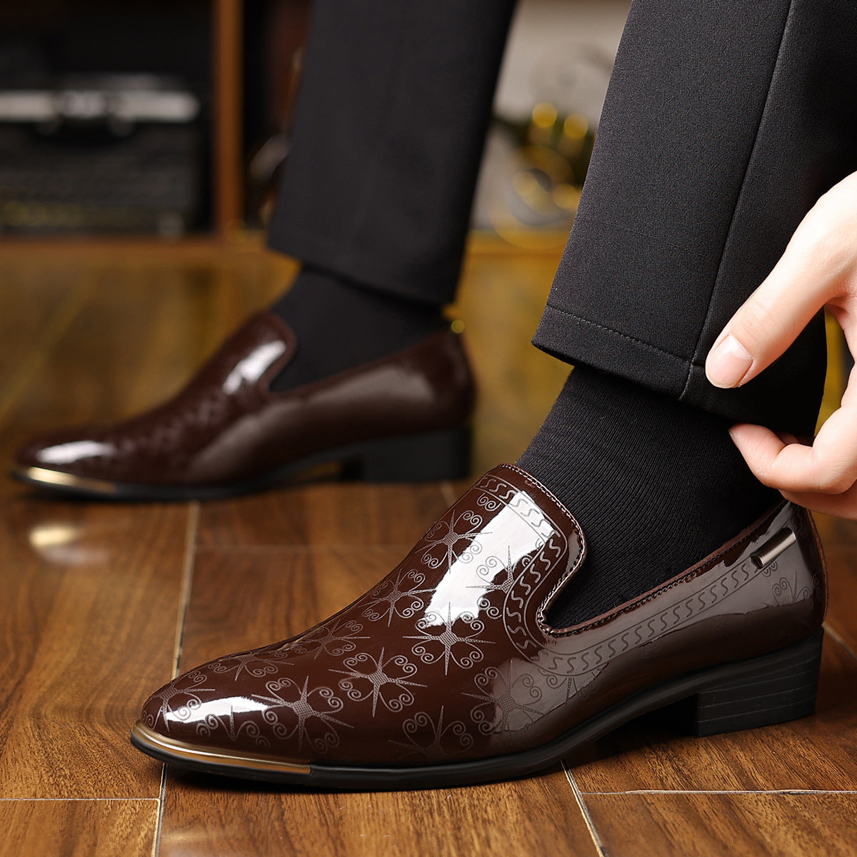 Casual patent leather dress shoes plus size men's shoes 2026 spring autumn new british style busines 7
