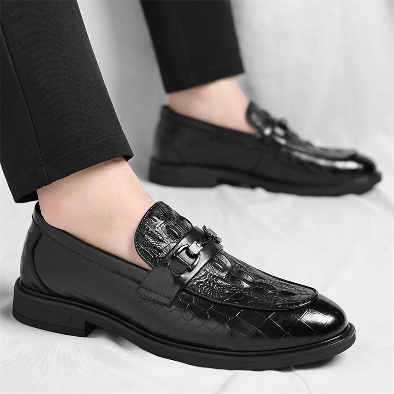 Cross-border 2025 autumn new collection: premium crocodile-embossed, british-style slip-on leather d 4