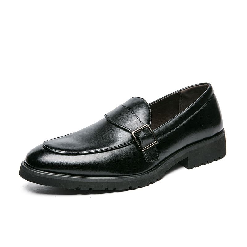 Exportplus size buckle men business casual leather shoes fashion formal wear slip-on men's shoes bla