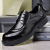 Men's Brown Leather Formal Shoes, British Style, Thick Sole