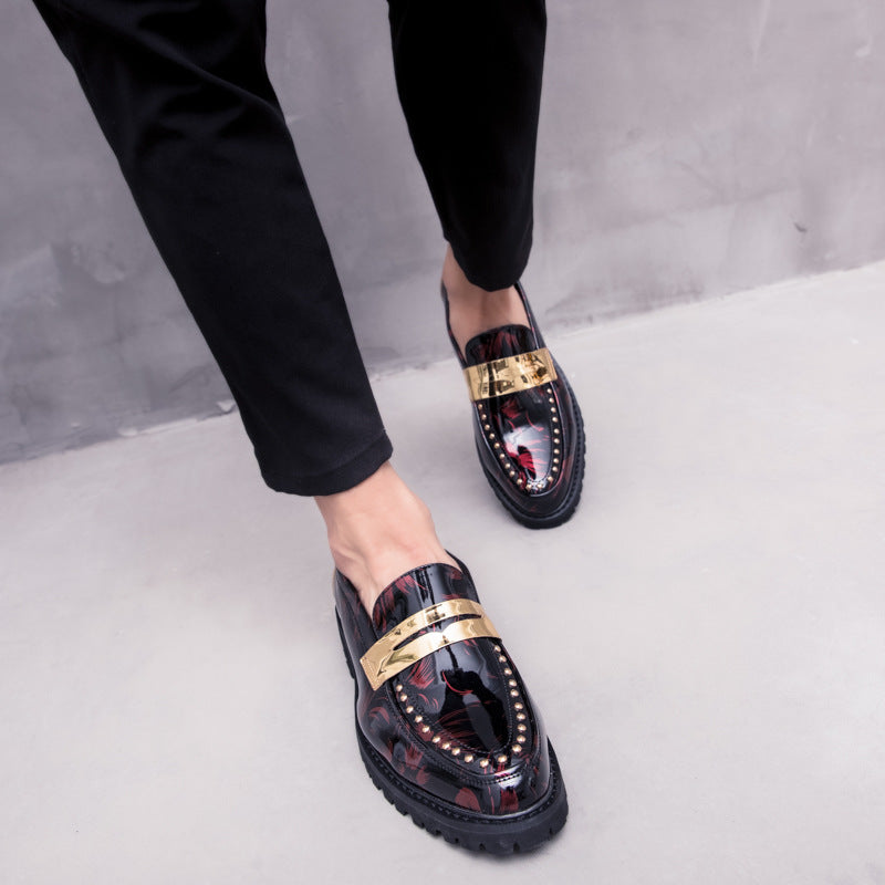 Menfashion glossy white leather shoes men's slip-on wedding photos retrocasual shoes british style s 9