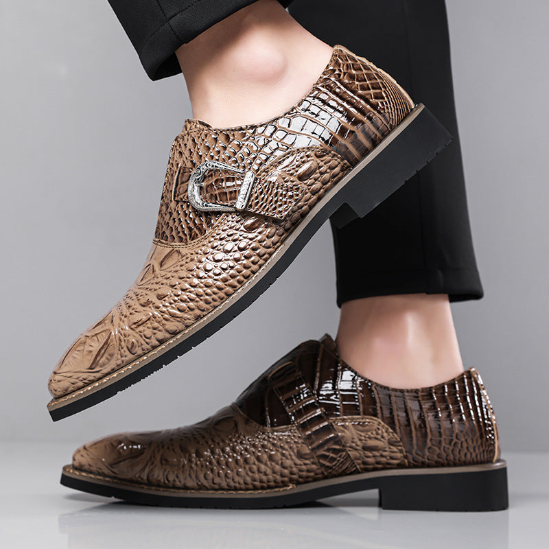 best-selling cross-border crocodile pattern buckle business leather shoes men's large size 9