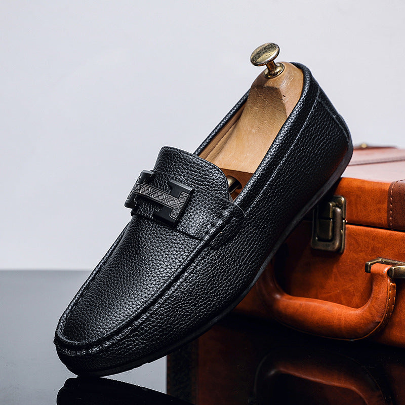 Summer loafers for men - slip-on driving shoes, british style soft sole casual leather shoes, men's 6